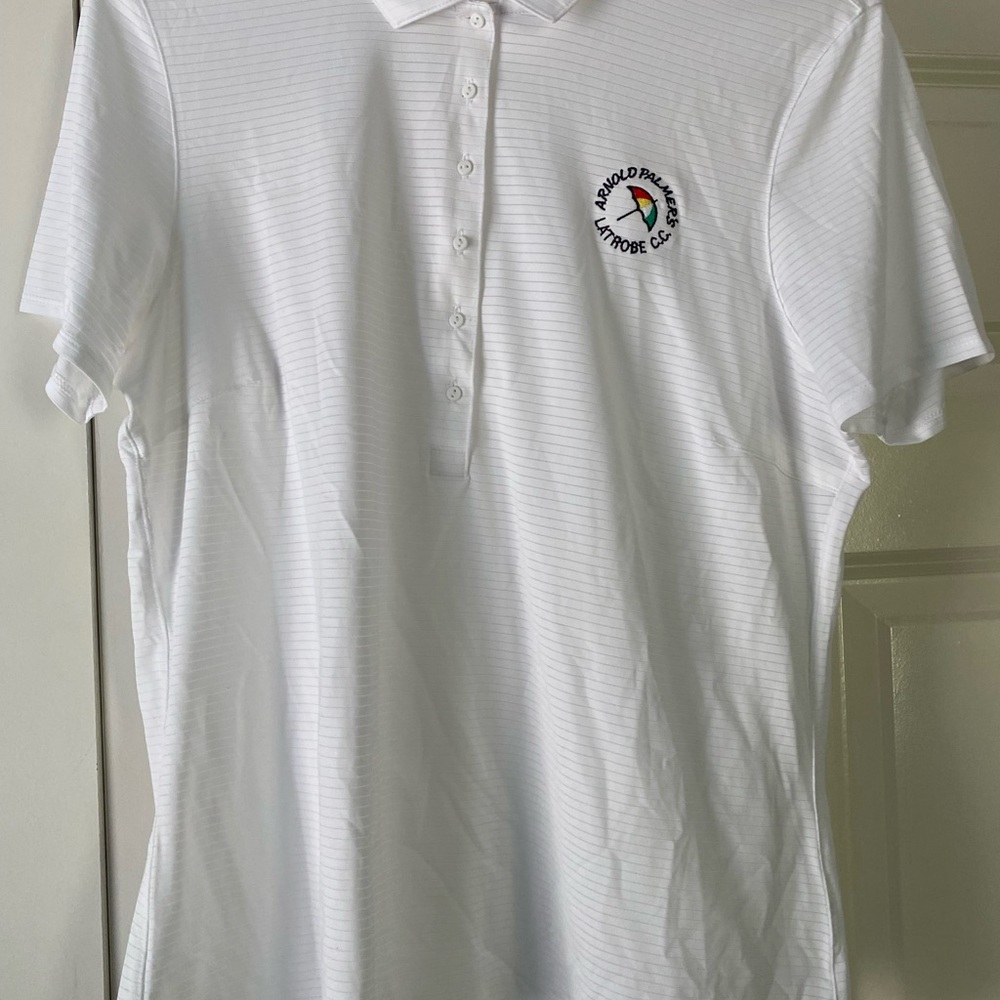 Arnold Palmer Latrobe Country Club Women’s Puma White Polo Shirt Size Large